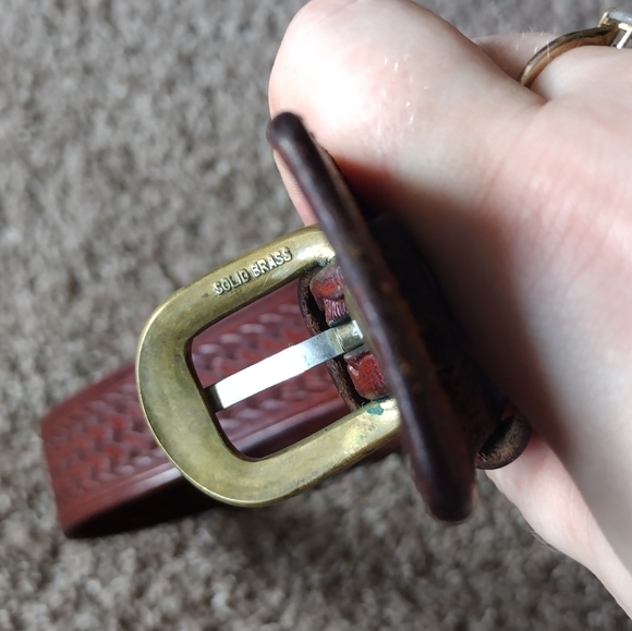 Triple K Deluxe Brown Leather Ranger Belt 53A-36 with Brass Buckle - Picture 9 of 14